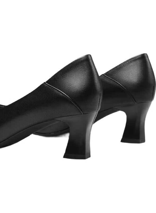 Strongman أحذية نسائية أنيقة بكعب عالٍ 5.5 سم 3515 أحذية مضيفة طيران أحذية جلدية مدببة Jda170016 سوداء 38 - Image 2