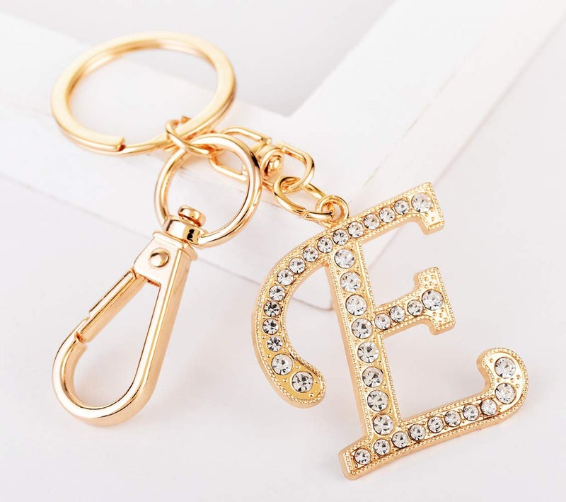 AlphaAcc Keychain for Women Purse Charms for Handbags Crystal Alphabet Initial Letter Pendant with Key Ring,Letter E - Image 3