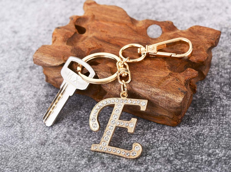 AlphaAcc Keychain for Women Purse Charms for Handbags Crystal Alphabet Initial Letter Pendant with Key Ring,Letter E - Image 2