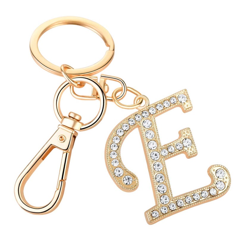 AlphaAcc Keychain for Women Purse Charms for Handbags Crystal Alphabet Initial Letter Pendant with Key Ring,Letter E - Image 1
