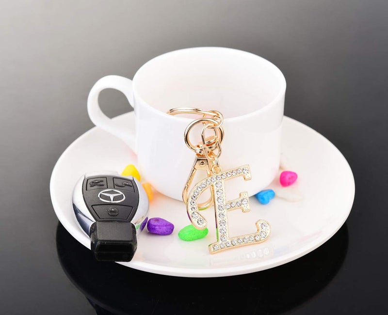 AlphaAcc Keychain for Women Purse Charms for Handbags Crystal Alphabet Initial Letter Pendant with Key Ring,Letter E - Image 4