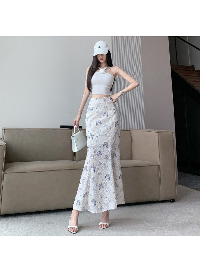 Xiaoqing Three-dimensional Printed Lotus Leaf Skirt Cross-border Women's Summer Slimming Mid-length French Skirt  - Image 2