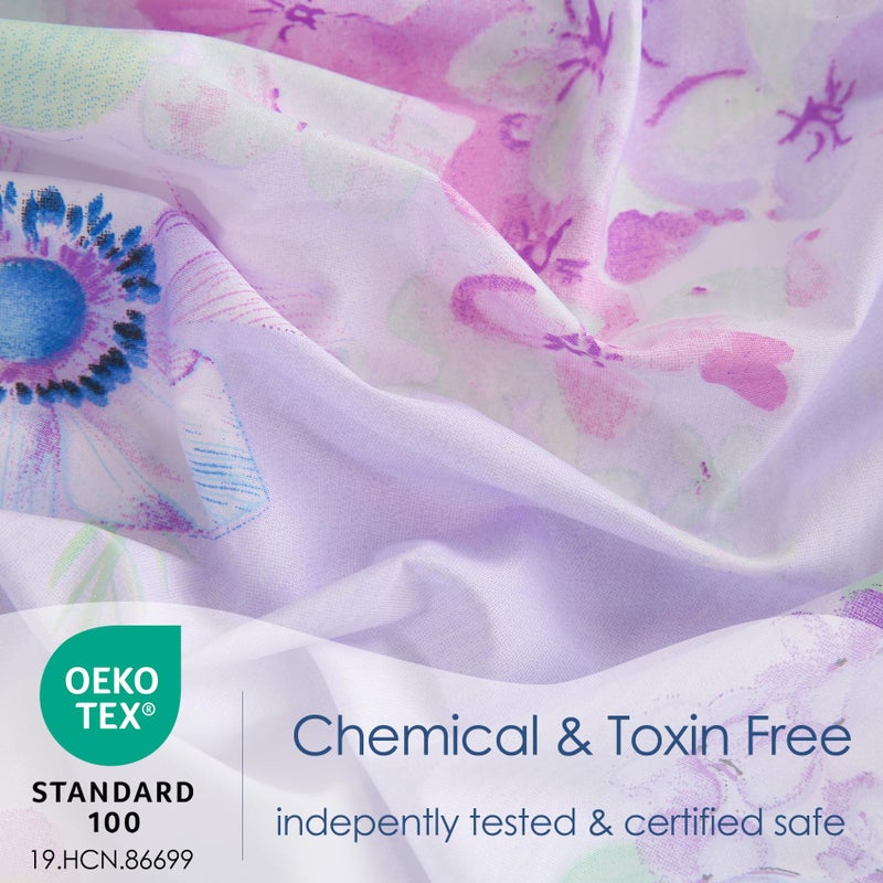 جي اس دي JSD Purple Cynangea Floral Sheet Set King Size 4 قطعة صفائح سرير ميكروفيات مطبوعة - Image 3