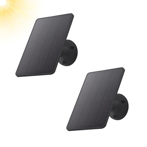 OYOCAM 2 Pack Solar Panel Compatible with WYZE Battery Cam Pro 5V Solar Panel for Security Camera Charger Micro USB USBC 10ft Charging Extension Cable and Adjustable Wall Mount Black - Image 1