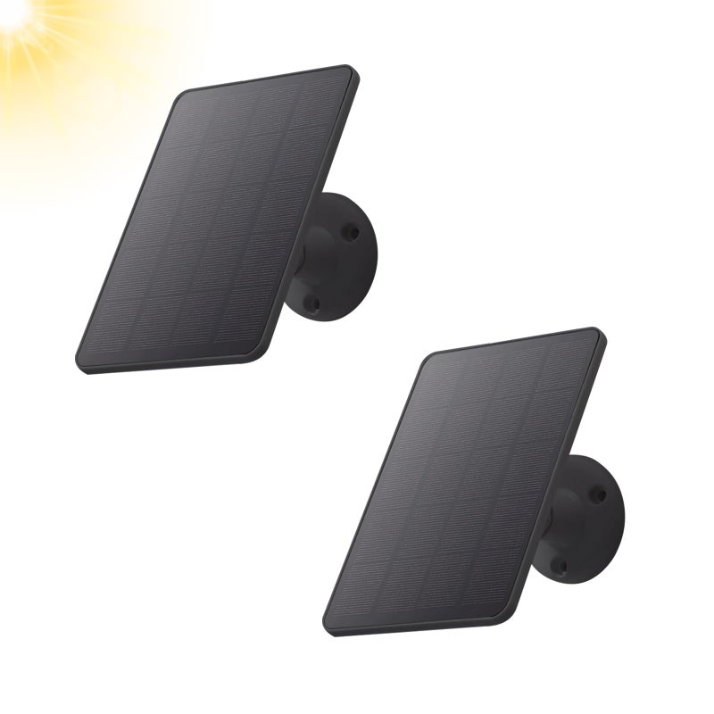 OYOCAM 2 Pack Solar Panel Compatible with WYZE Battery Cam Pro 5V Solar Panel for Security Camera Charger Micro USB USBC 10ft Charging Extension Cable and Adjustable Wall Mount Black - Image 2