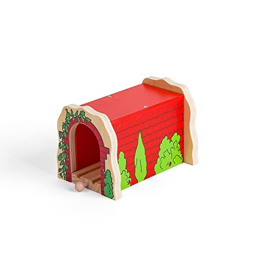 Bigjigs Rail Red Brick Train Tunnel | Model Accessories for Wooden Railway Track | Wood Toy Expansion for Steam Engine Fans | Ideal Gifts for 3+ Year Old Kids | Toddler Education Tool - Image 1