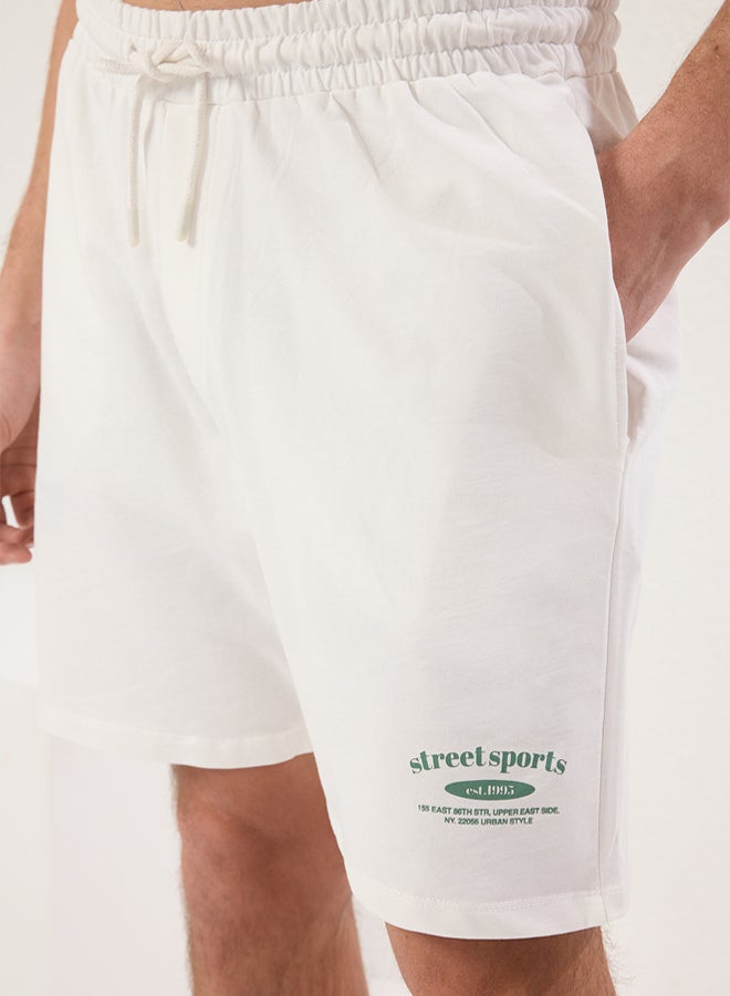 trendyol Emerald Green-Ecru 2-Piece Tracksuit Set Oversize/Wide Cut 100% Cotton Shorts - Image 5