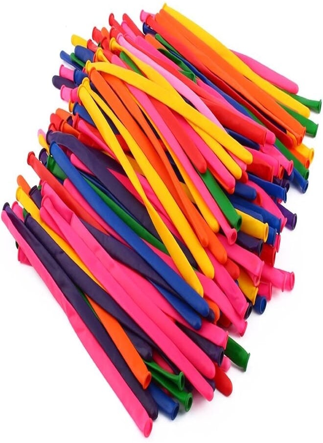 YOSOO Long Metallic Balloons, 200pcs Twisting Modeling Animal Latex Long Balloons for Parties Birthday Wedding Clowns and Events Assorted Color 