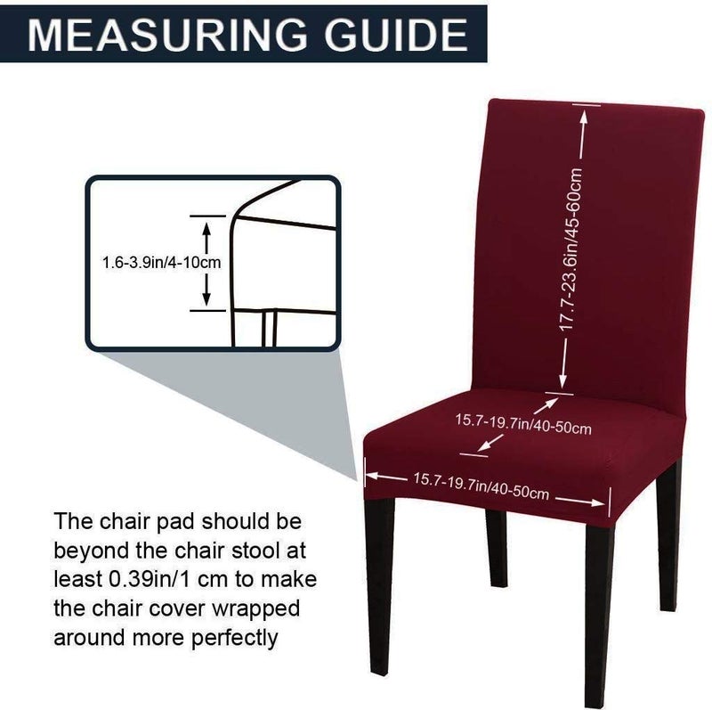 BRIDA Stretchable Elastic Floral Printed Dining Chair Protector, Slipcover Set of 4 (Plain Maroon, Standard, Polyester & Spandex) - Image 5