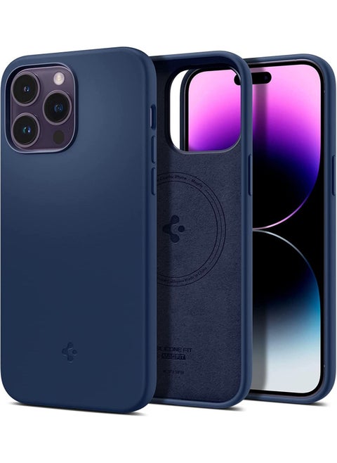 Silicone Fit MagFit iPhone 14 Pro Case Cover with MagSafe - Navy Blue