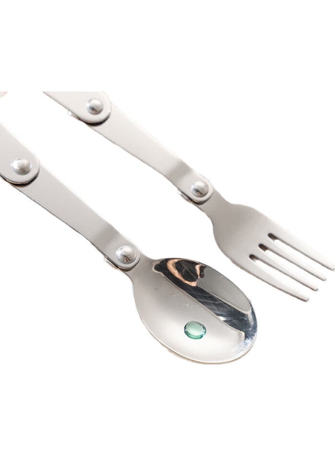 GRASEY 304 Stainless Steel Outdoor Camping Portable Travel Folding Spoon And Fork Set For Picnics And Travel Gy7351 - Image 1