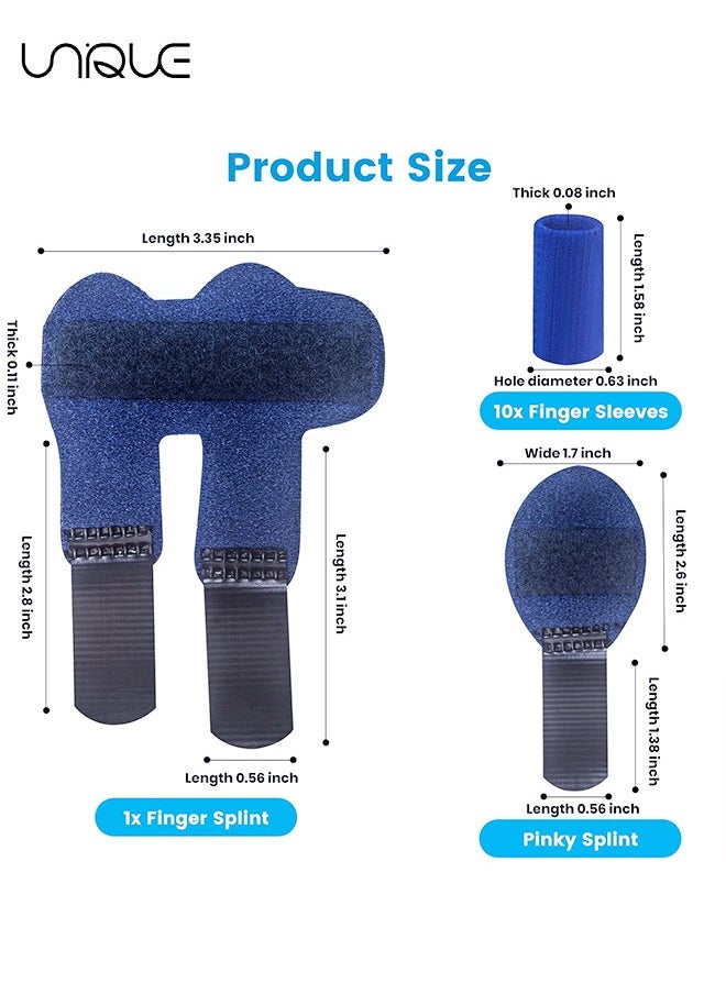 Unique - Finger Splint, Set of 2 Trigger Finger Brace with 10 Nylon Sleeves for Finger Pain Relief and Sport Injuries, Swelling Tendon Release Relieving Finger Stiffness and Sprained Knuckles - Image 1