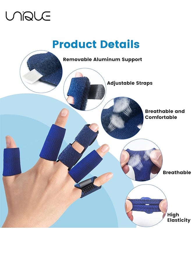 Unique - Finger Splint, Set of 2 Trigger Finger Brace with 10 Nylon Sleeves for Finger Pain Relief and Sport Injuries, Swelling Tendon Release Relieving Finger Stiffness and Sprained Knuckles - Image 1