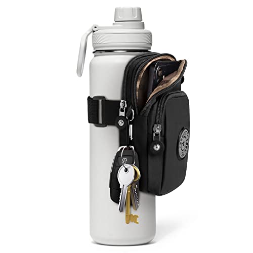 Bottle Pouch Gym Water Caddy with Phone Holder, Water Bottle Sleeve Bag with Pocket for Cards, Keys, Wallet, Gym Bottle Accessories for Men Women - Image 1
