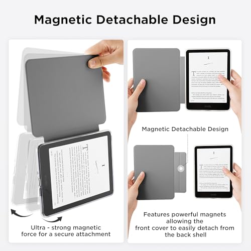 SESENSE Detachable Magnetic Case for 7'' Kindle Paperwhite 12th Gen 2024 and Kindle Colorsoft Signature Edition, Slim PU Shell Cover Case with Auto Wake/Sleep, Black Polka Dots - Image 3