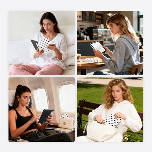 SESENSE Detachable Magnetic Case for 7'' Kindle Paperwhite 12th Gen 2024 and Kindle Colorsoft Signature Edition, Slim PU Shell Cover Case with Auto Wake/Sleep, Black Polka Dots - Image 5