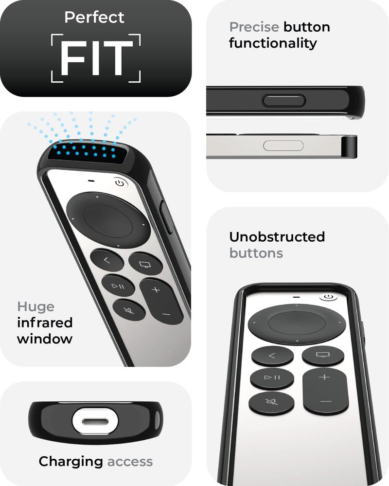 TotalMount Air Rim Case for Apple TV Remotes – Slim, Hybrid Black Perimeter Cover & Clear Back Remote Case with Ultimate Drop Protection - Image 5