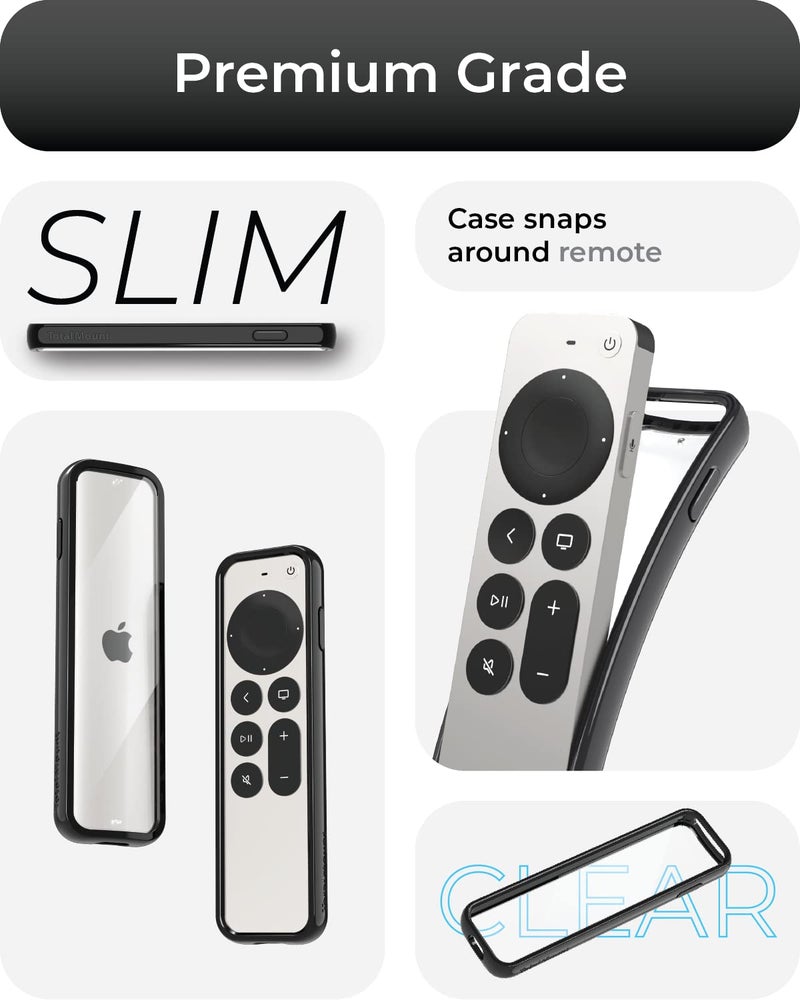 TotalMount Air Rim Case for Apple TV Remotes – Slim, Hybrid Black Perimeter Cover & Clear Back Remote Case with Ultimate Drop Protection - Image 3