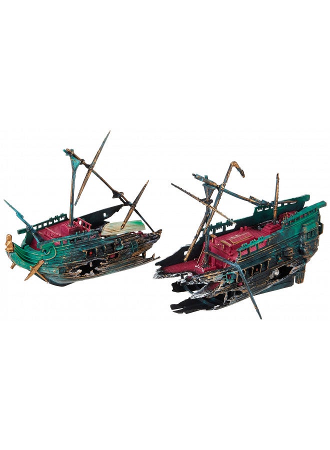 Penn Plax Penn-Plax Shipwreck Aquarium Decoration Ornament with Moving Masts, Lifeboat, and Bubble Action - Image 3