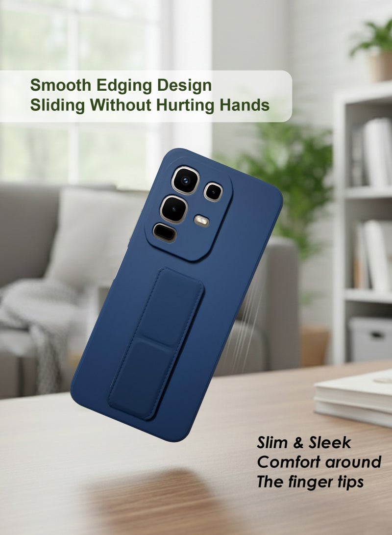 Infinix Note 50X Hand Grip Case Cover - Magnetic Hand Grip Holder & Kickstand - Strong Grip for Magnetic Car Holder, Stylish Silicone Case & Functional, Ultimate Convenience & Hands-Free Viewing - Blue - Image 2