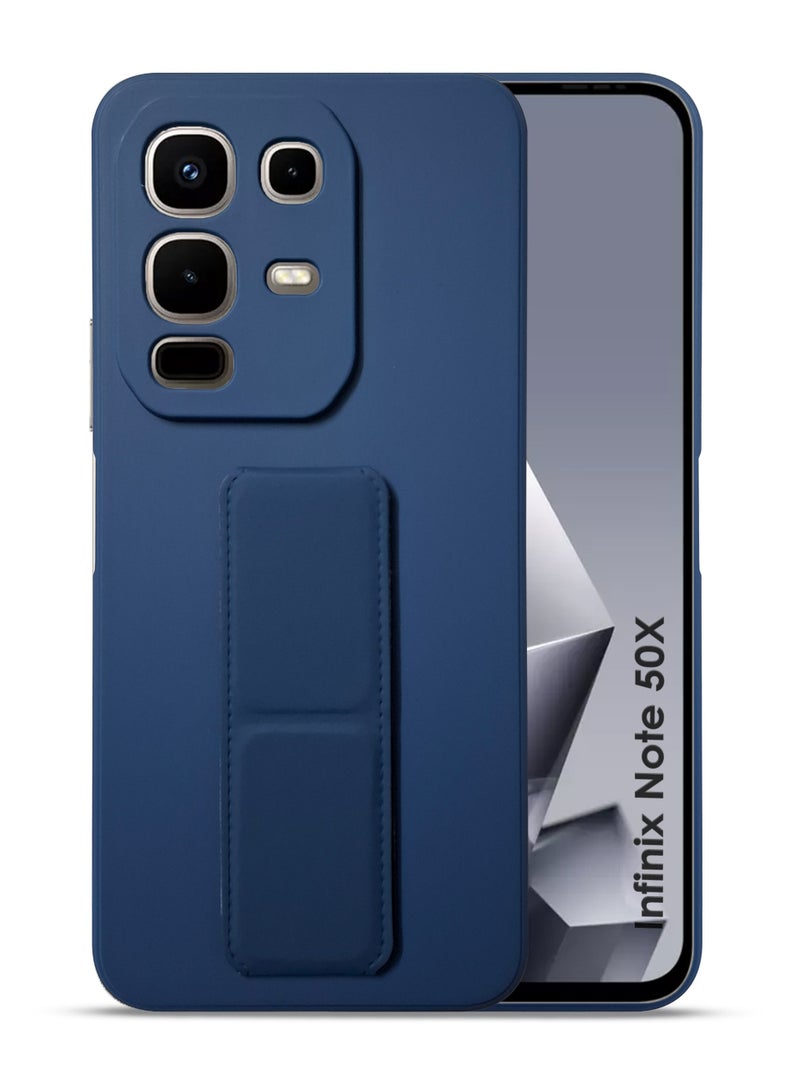 Infinix Note 50X Hand Grip Case Cover - Magnetic Hand Grip Holder & Kickstand - Strong Grip for Magnetic Car Holder, Stylish Silicone Case & Functional, Ultimate Convenience & Hands-Free Viewing - Blue - Image 1