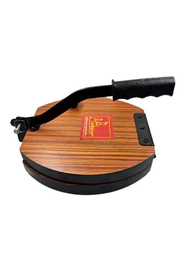 Achleshwar Wooden Manual Heavy Round Wooden Board Papad-Puri-khakhra Press Maker Plywood Machine with Iron Handle Roti Maker Press Machine with Handle for Kitchen Home (9 Inch) - Image 4