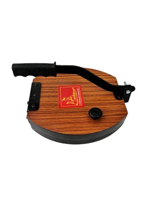 Achleshwar Wooden Manual Heavy Round Wooden Board Papad-Puri-khakhra Press Maker Plywood Machine with Iron Handle Roti Maker Press Machine with Handle for Kitchen Home (9 Inch) - Image 2