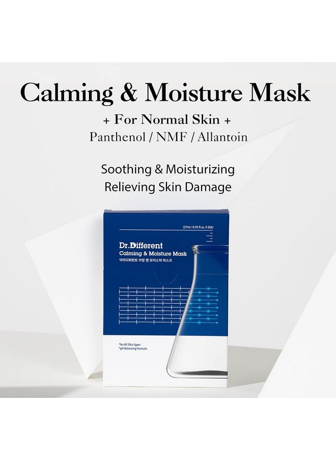 Dr.Different Dr.Different Calming & Moisture Mask 5 Sheets - NMF and Panthenol Hydrating Mask Sheet for Damaged Skin, 100% Cotton Sheet, Soothing for Sensitive Skin  - Image 2