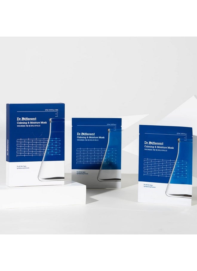 Dr.Different Dr.Different Calming & Moisture Mask 5 Sheets - NMF and Panthenol Hydrating Mask Sheet for Damaged Skin, 100% Cotton Sheet, Soothing for Sensitive Skin  - Image 5