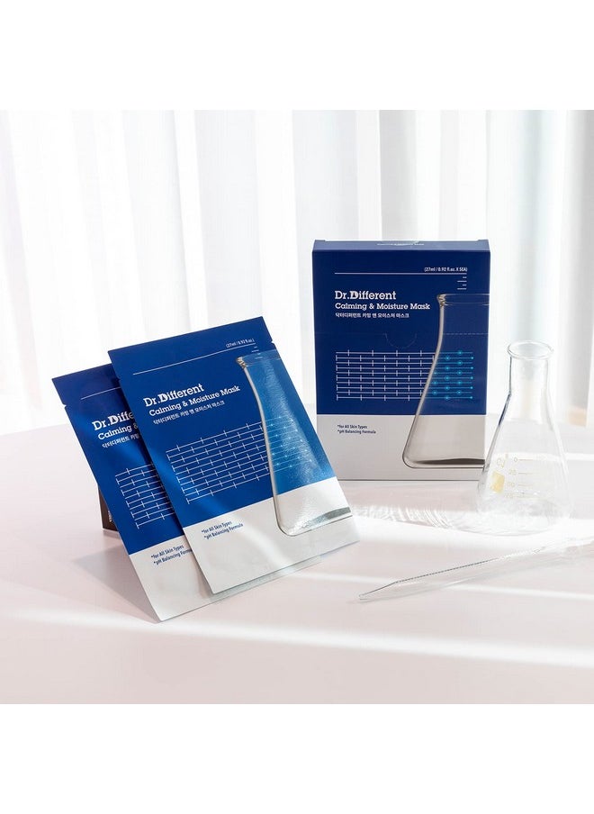 Dr.Different Dr.Different Calming & Moisture Mask 5 Sheets - NMF and Panthenol Hydrating Mask Sheet for Damaged Skin, 100% Cotton Sheet, Soothing for Sensitive Skin  - Image 4