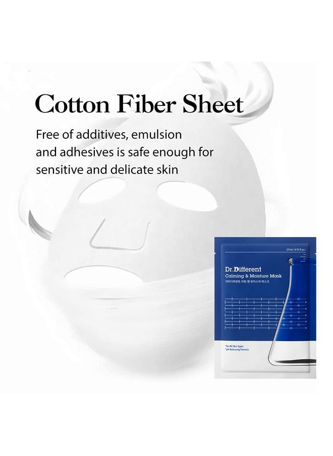 Dr.Different Dr.Different Calming & Moisture Mask 5 Sheets - NMF and Panthenol Hydrating Mask Sheet for Damaged Skin, 100% Cotton Sheet, Soothing for Sensitive Skin  - Image 3