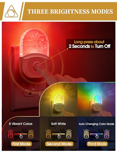 DORESshop Night Lights Plug Into Wall [2 Pack], Color Changing Night Light for Kids, 8-Color RGB LED Nightlight with Dusk to Dawn Sensor for Bathroom Decor, Children Room, Gift - Image 2