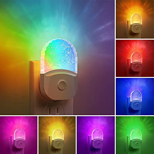 DORESshop Night Lights Plug Into Wall [2 Pack], Color Changing Night Light for Kids, 8-Color RGB LED Nightlight with Dusk to Dawn Sensor for Bathroom Decor, Children Room, Gift - Image 3