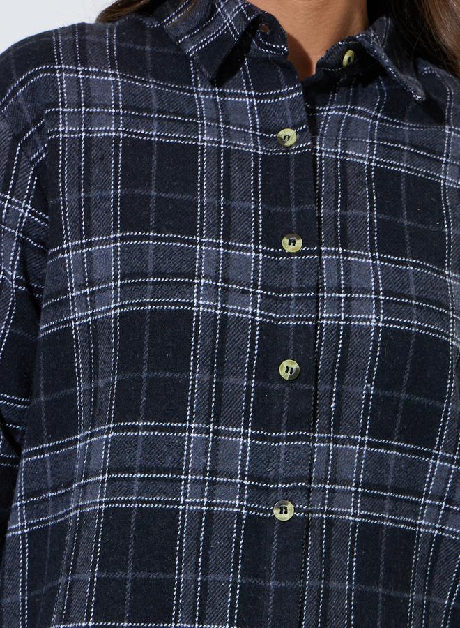 Styli Black Checked Long Sleeves Oversized Shirt - Image 3