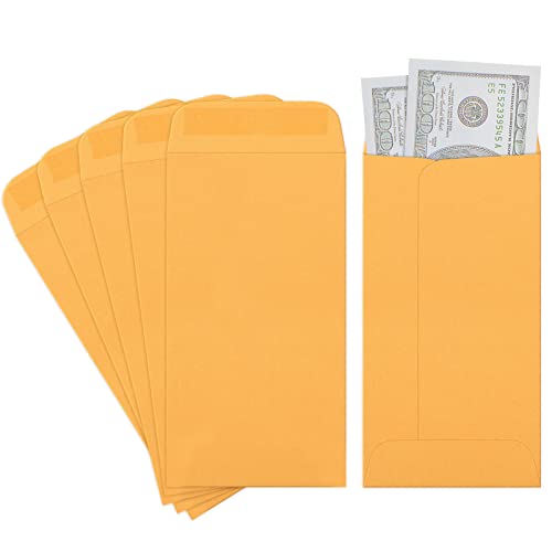 ValBox 3.5x6.5 Money Envelopes, Brown Kraft #7 Coin Envelopes, Small Parts Envelope with Gummed Flap for Seed, Cash, Budgeting (Pack of 100) - Image 1