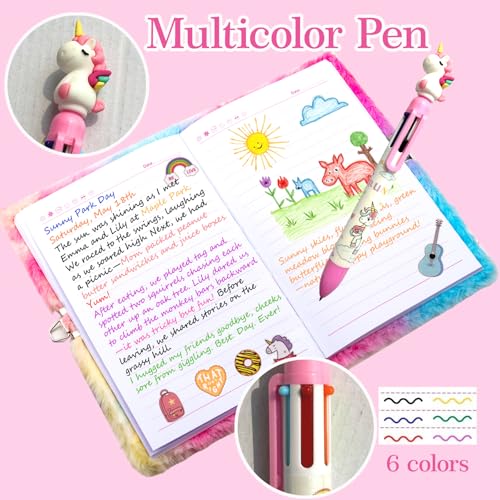 EABUY Diary for Girls with Lock and Keys, Journal School Travel Notebook Gift Set for Writing and Drawing,Multicolored Pen, Stickers, Birthday Gift for Girls (pink-butterfly) - Image 3