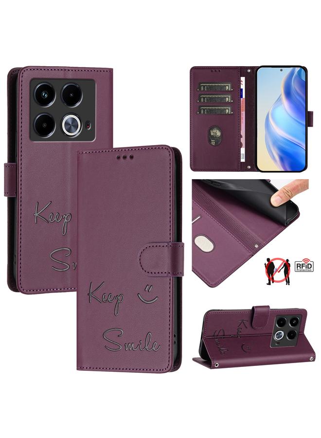 S-TOP Case For Infinix Note 40 5G Smile Embossing RFID Leather Phone Case - Image 1