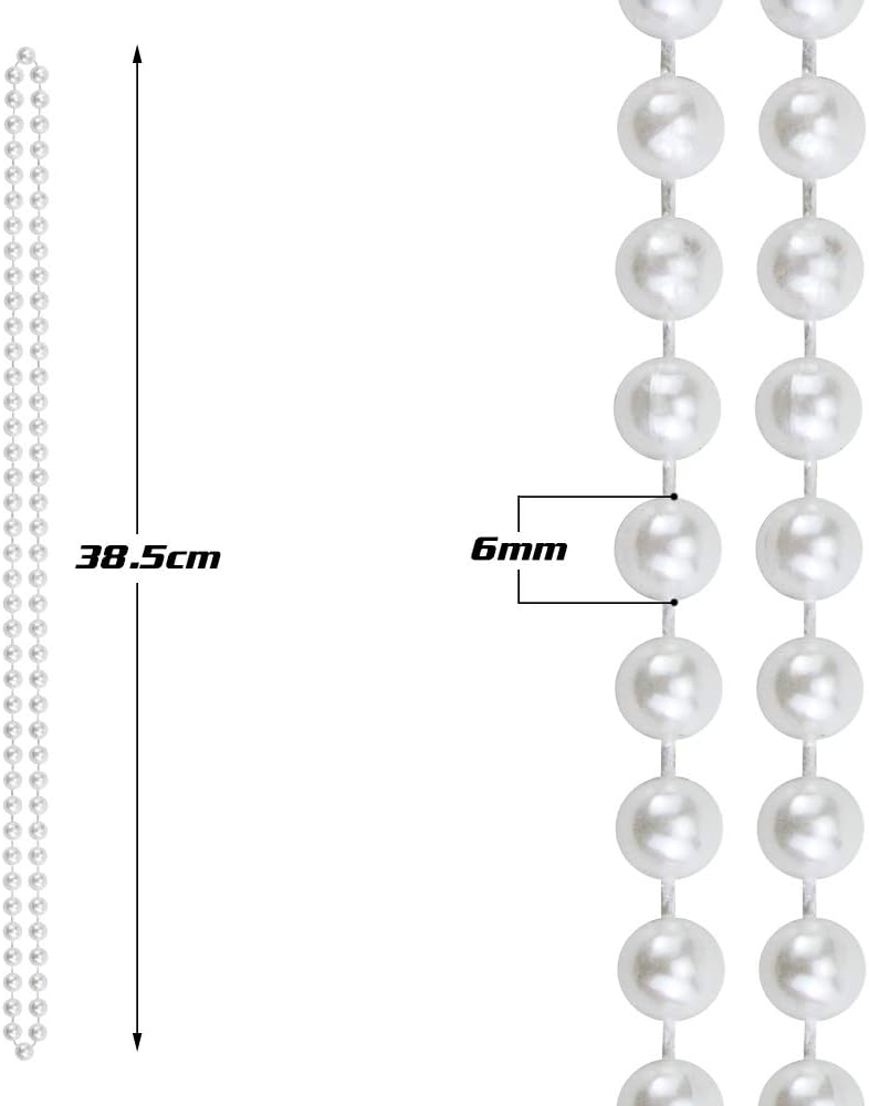 Weoxpr Faux Pearl Bead Necklaces Bulk,Mardi Gras Beads Necklace for Kids,32 Inch Faux Pearl Necklaces for Women Wedding Birthday Accessory for Party Decorations (12 Pcs of Multiolor/20 Pcs of White) - Image 2