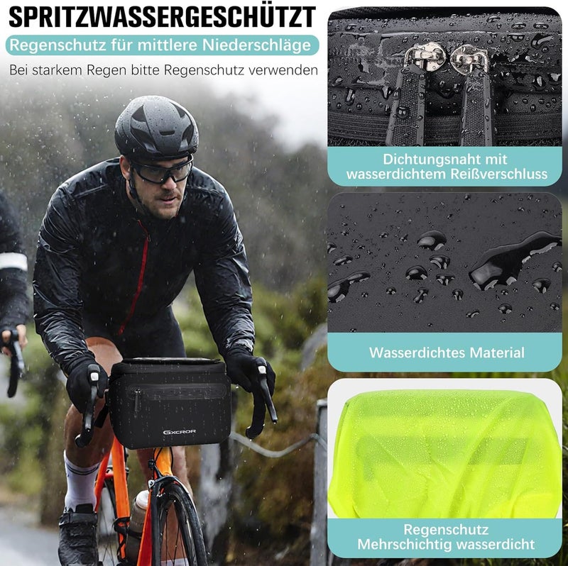 GXCROR Handlebar Bag Bicycle Waterproof with Touchscreen Mobile Phone Holder Black Defect free upgraded substance - Image 4