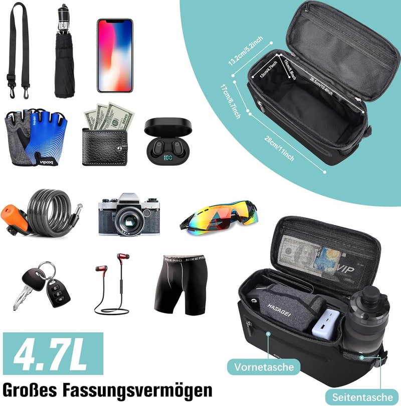 GXCROR Handlebar Bag Bicycle Waterproof with Touchscreen Mobile Phone Holder Black Defect free upgraded substance - Image 5
