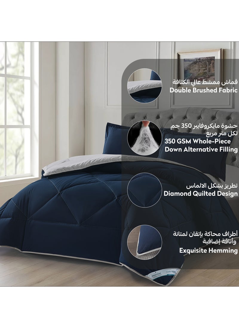 دوناتيلا طقم مفرش روزا سادة 3 قطع مقاس مزدوج 240 × 260 سم بحشوة ثابتة أزرق  - Image 5