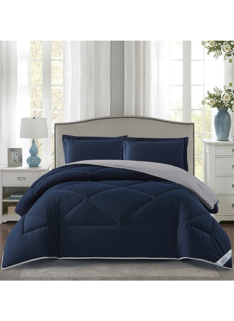 Bedding Comforter Set, King Size Fits 260x240 cm - 3-Pcs Solid Quilted Bed Set, Microfiber Fabric - 1 Comforter And 2 Pillow Shams