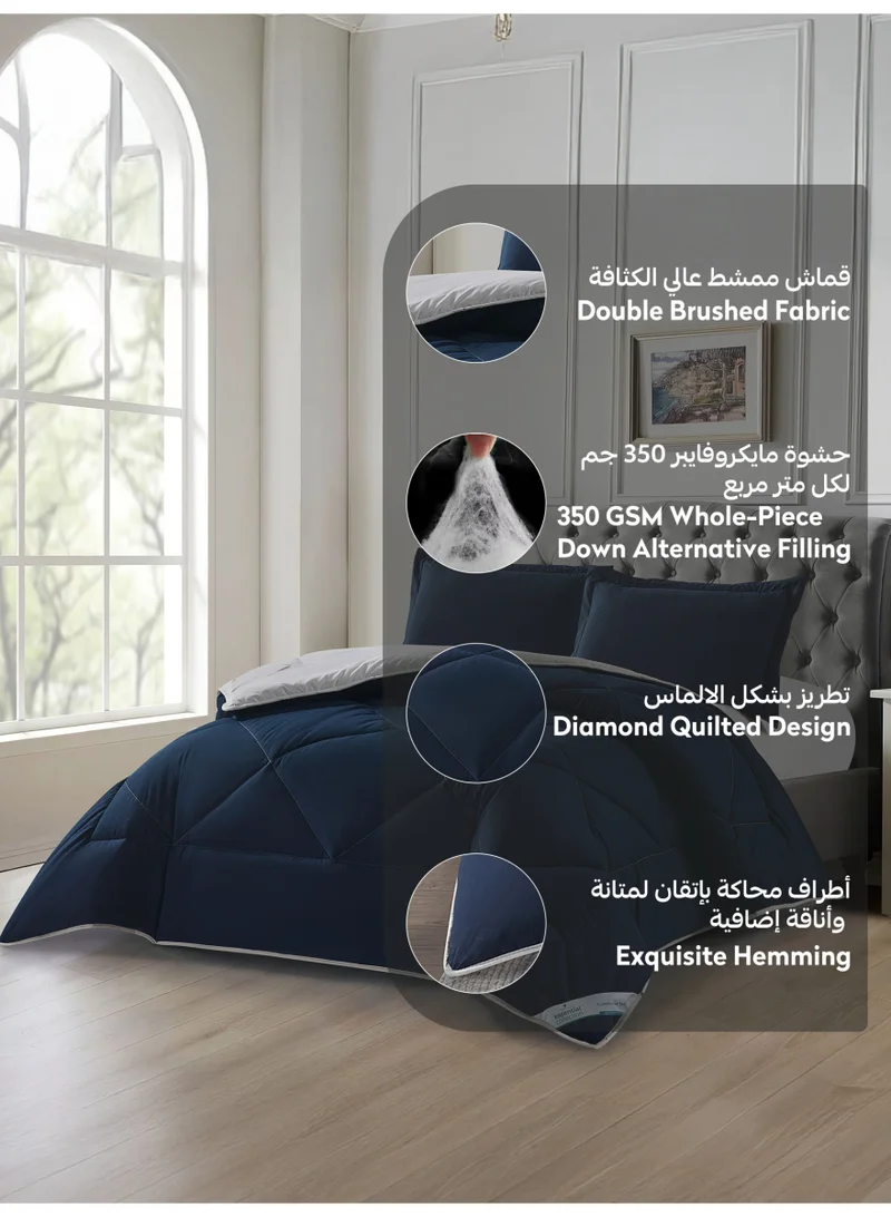 Donetella KING - 3Pcs Bedding Comforter Set, King Size Fits 260x240 cm - 3-Pcs Solid Quilted Bed Set, Microfiber Fabric - 1 Comforter And 2 Pillow Shams  | Best Price UAE
