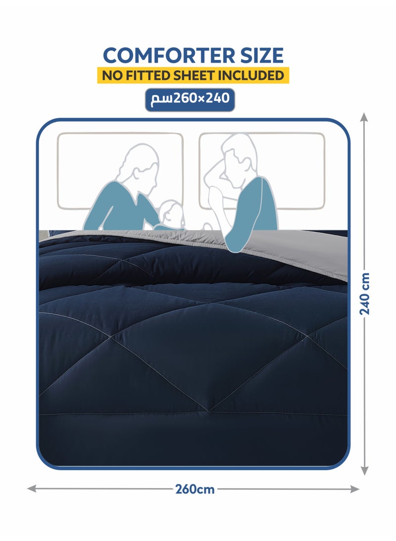 Donetella Bedding Comforter Set, King Size Fits 260x240 cm - 3-Pcs Solid Quilted Bed Set, Microfiber Fabric - 1 Comforter And 2 Pillow Shams - Image 2