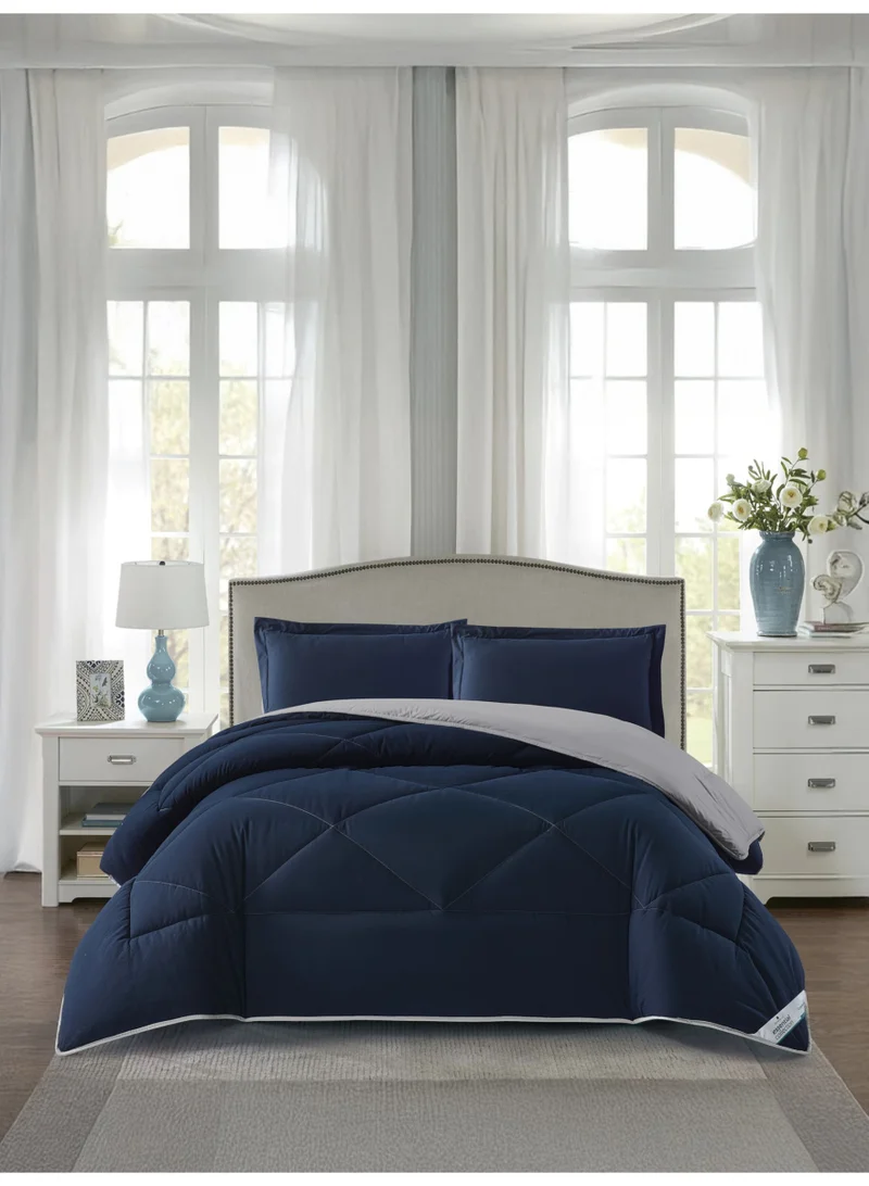 Bedding Comforter Set, King Size Fits 260x240 cm - 3-Pcs Solid Quilted Bed Set, Microfiber Fabric - 1 Comforter And 2 Pillow Shams