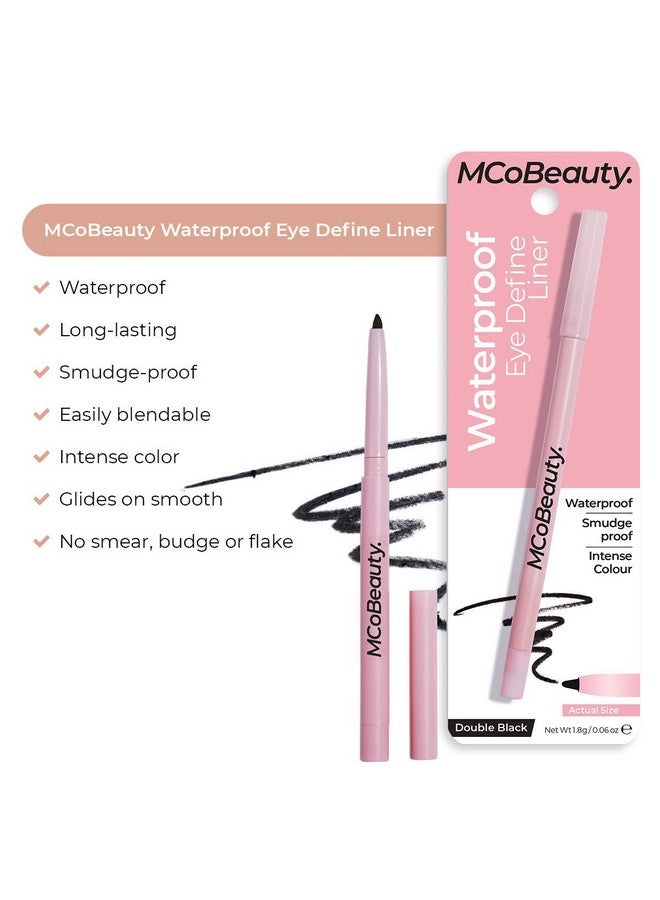 MCoBeauty قلم تحديد العيون المقاوم للماء ينزلق بسلاسة يدوم طويلاً صبغة تدوم طوال اليوم مقاوم للتلطخ نباتي أسود مزدوج - Image 5