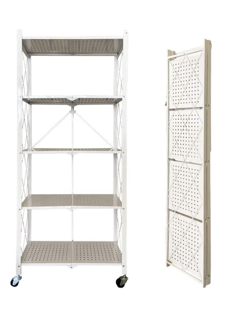 Bukela 5-Tier Foldable Metal Storage Shelves - White - Image 1