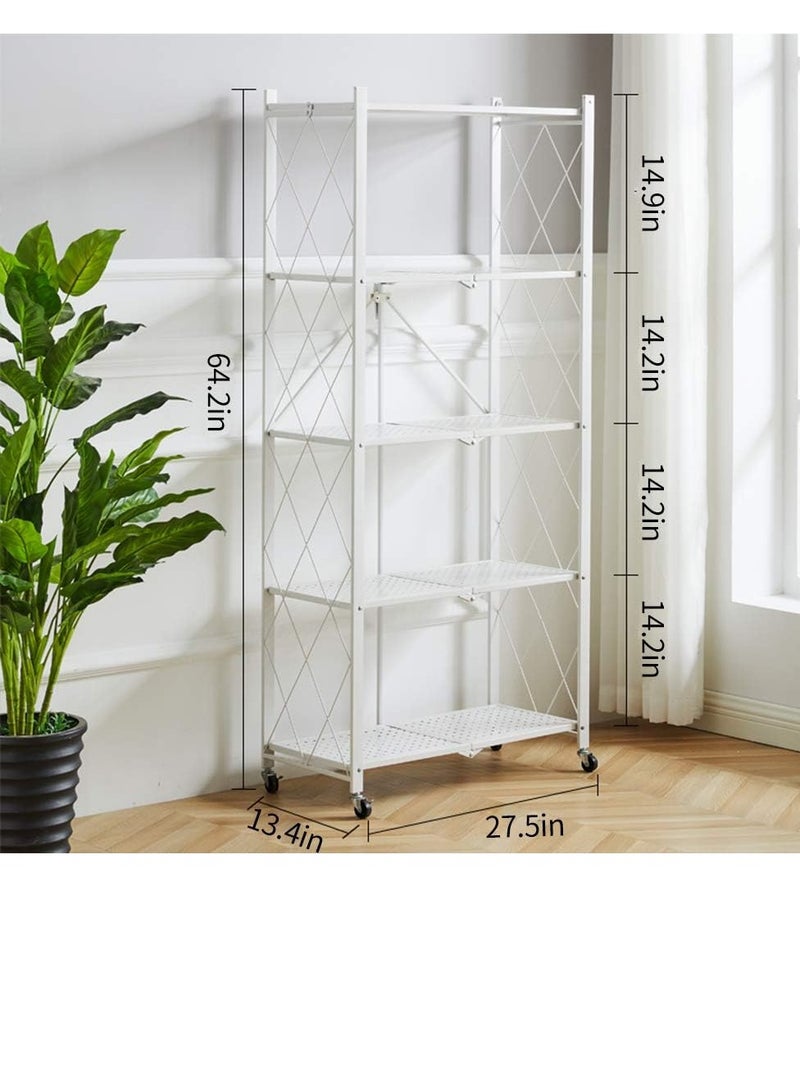 Bukela 5-Tier Foldable Metal Storage Shelves - White - Image 2