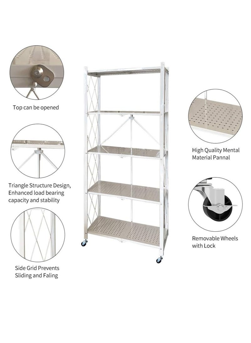 Bukela 5-Tier Foldable Metal Storage Shelves - White - Image 5