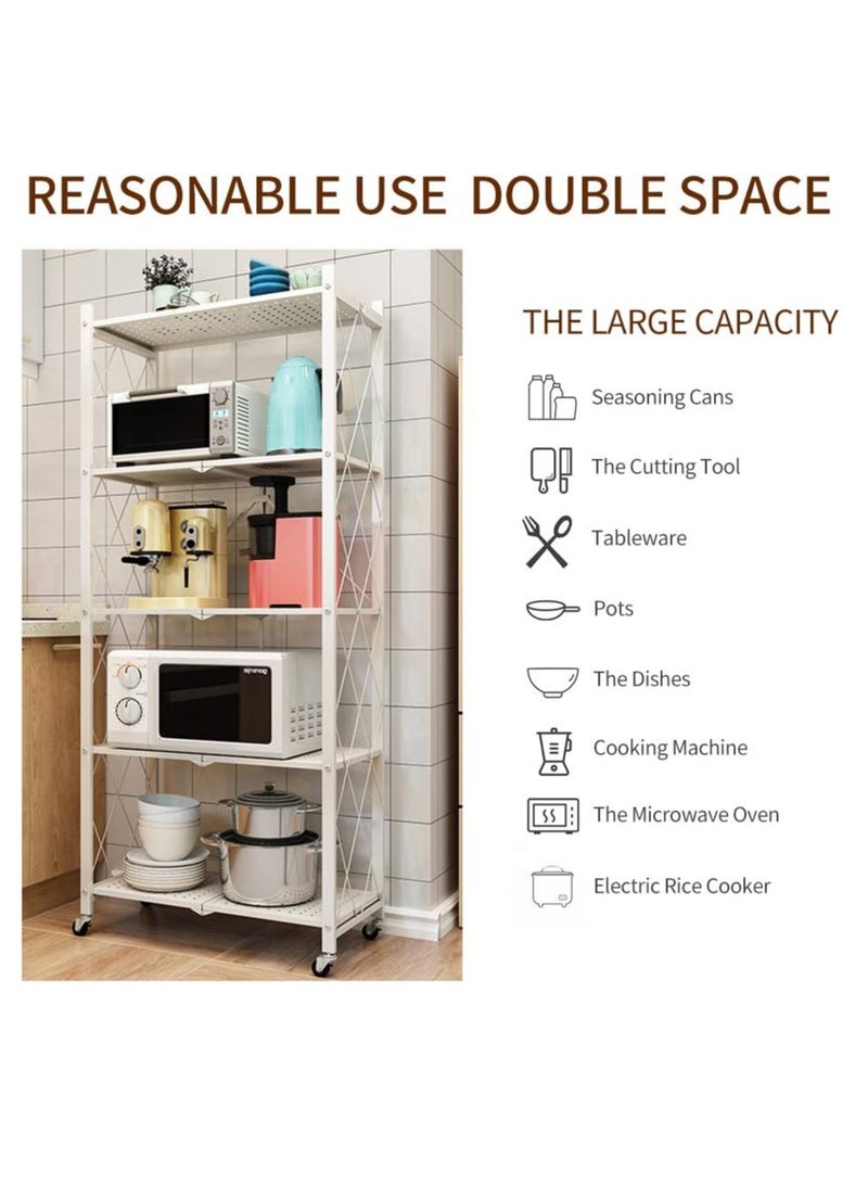 Bukela 5-Tier Foldable Metal Storage Shelves - White - Image 3